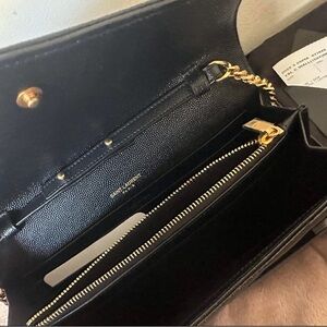 Saint Laurent Black Leather Wallet on Chain